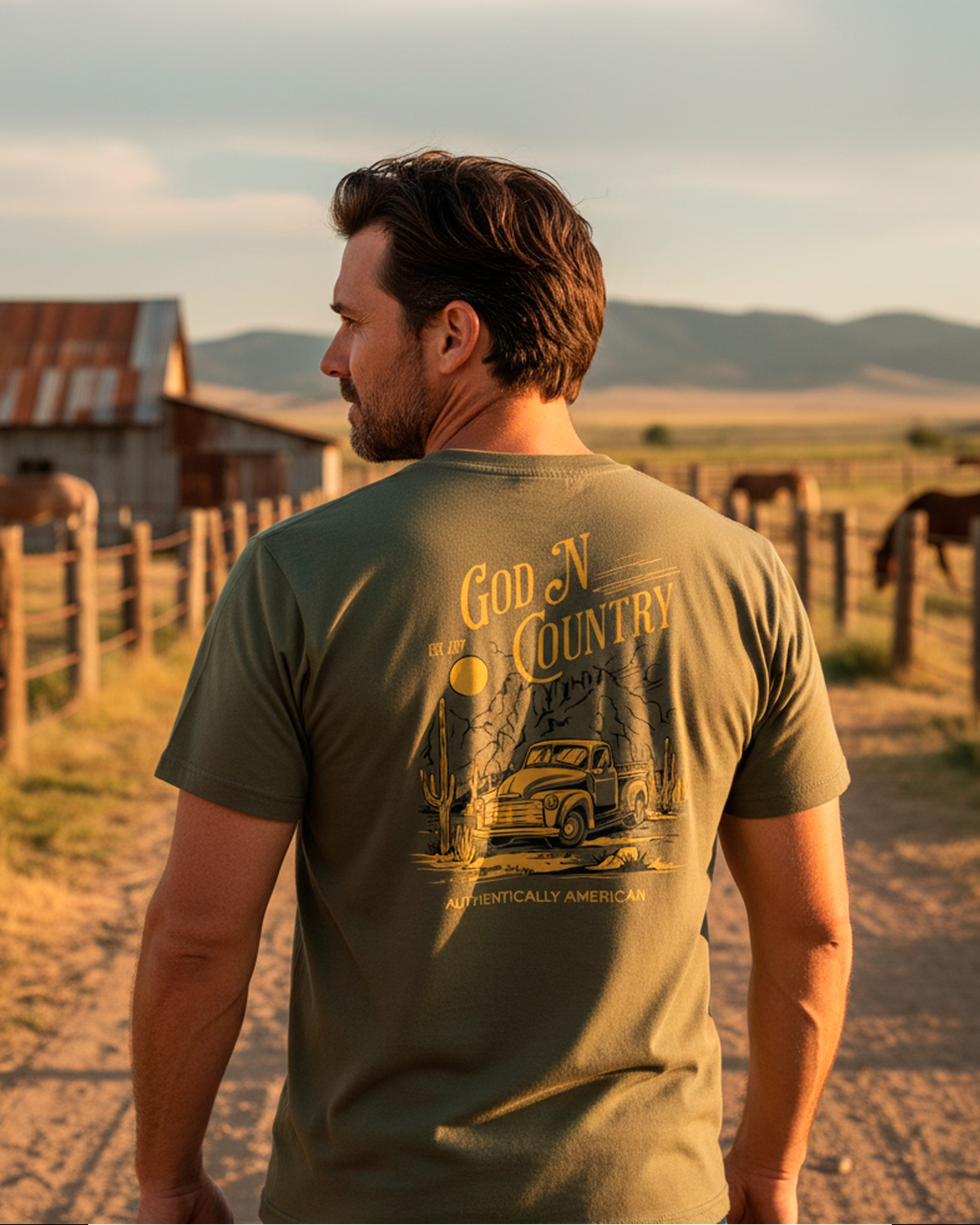 God N Country Desert Roads Men's T-Shirt