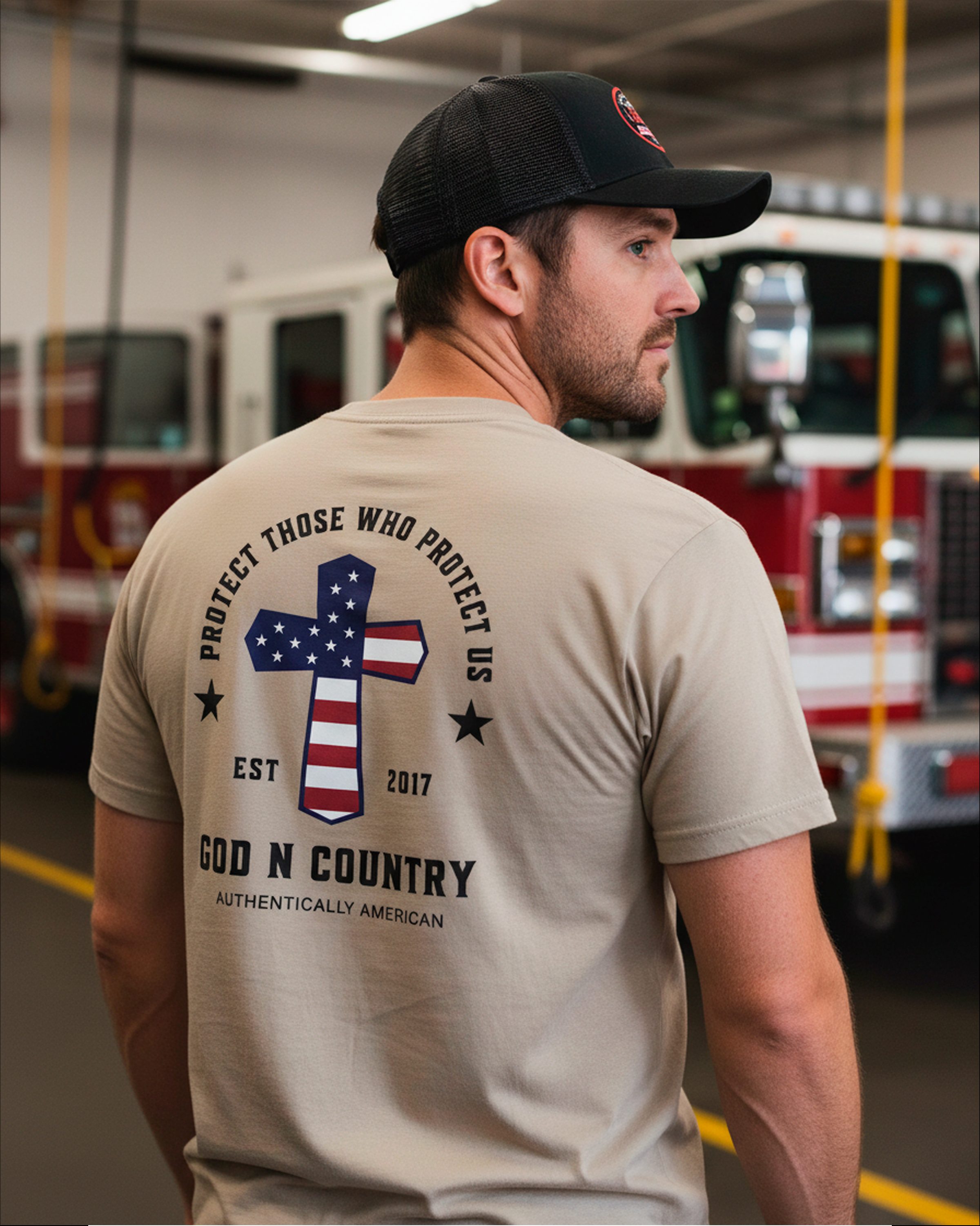 God N Country Patriotic Cross Men's T-Shirt