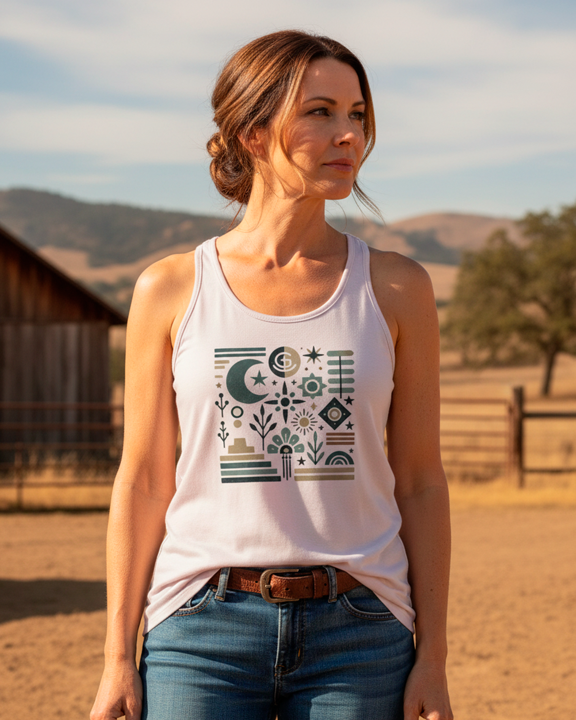 God N Country Moonlit Desert Racerback Tank