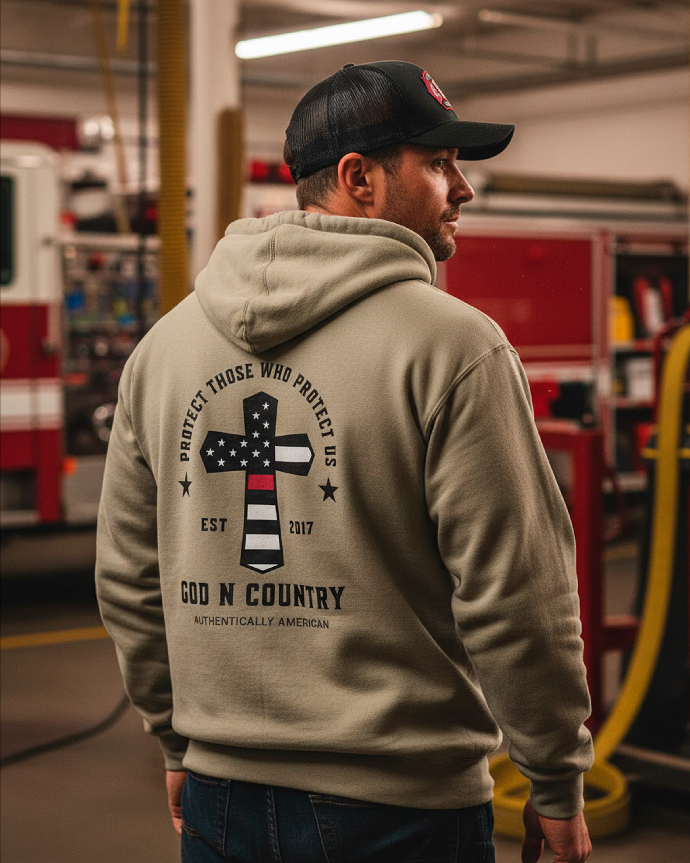 God N Country Protect Red Line Hoodie