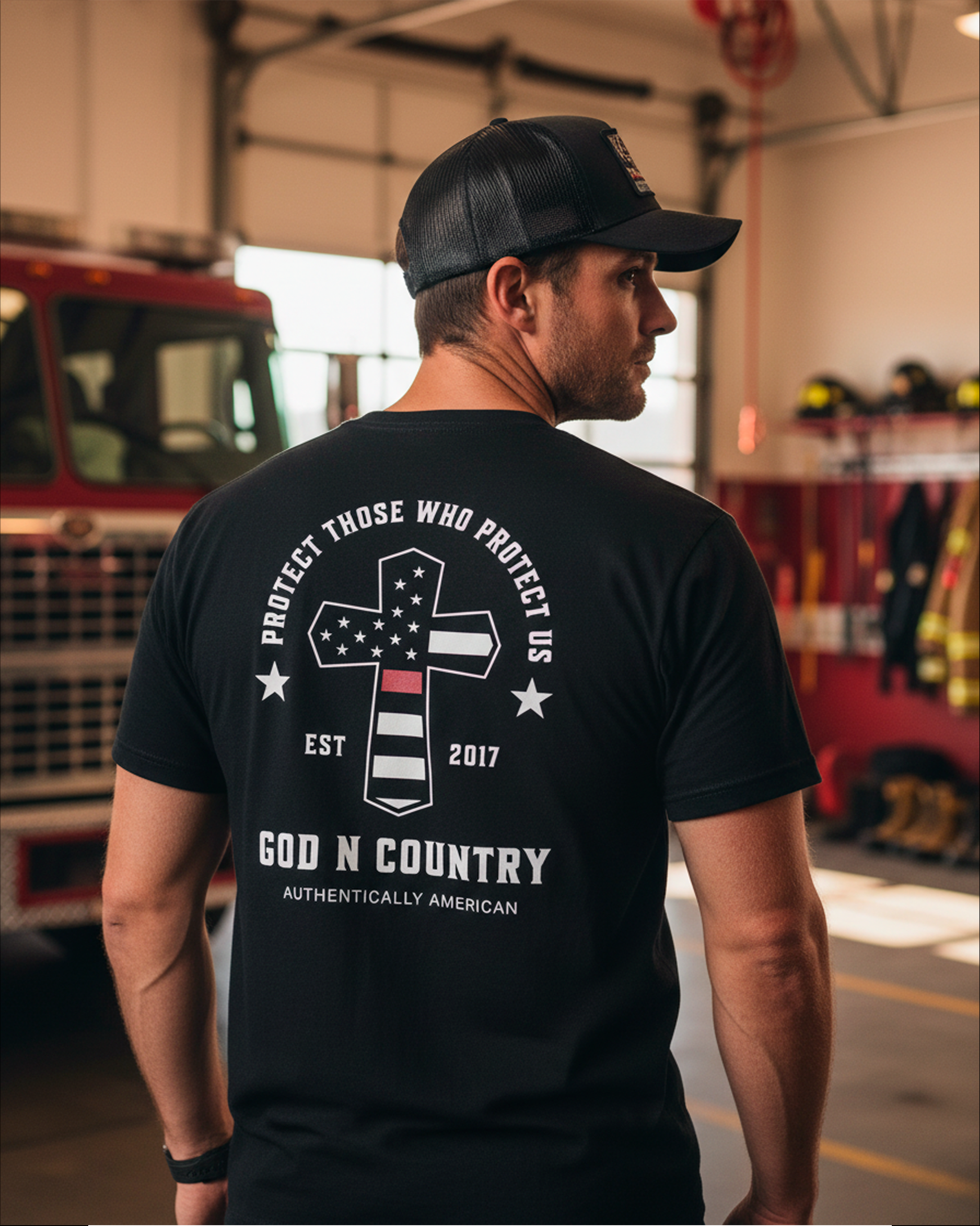 God N Country Protect Red Line T-Shirt