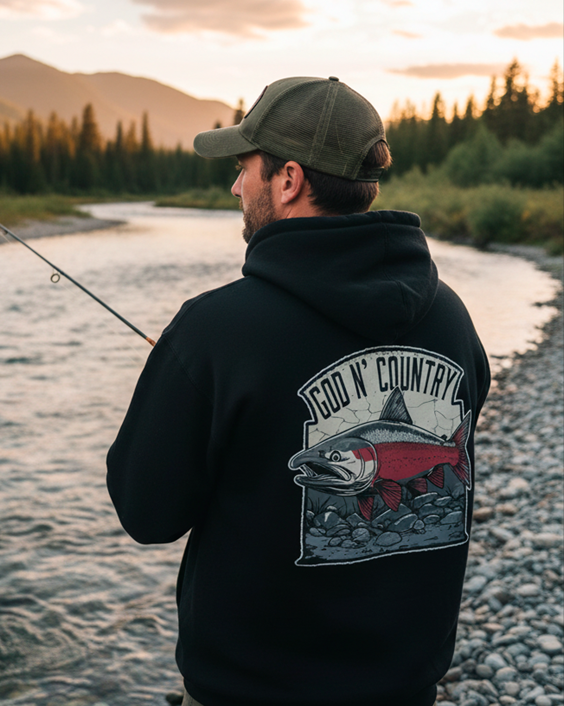 God N Country Salmon Hoodie
