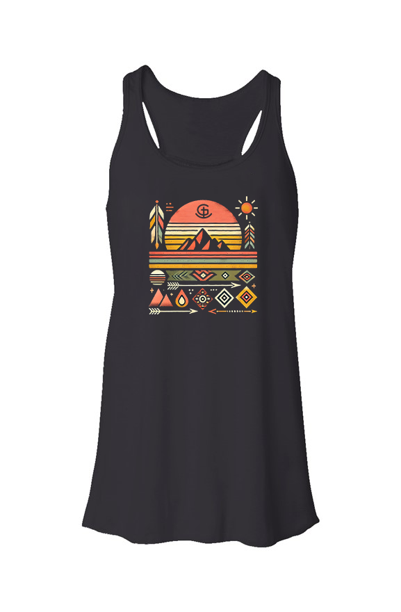 God N Country Sunset Mountain Racerback Tank
