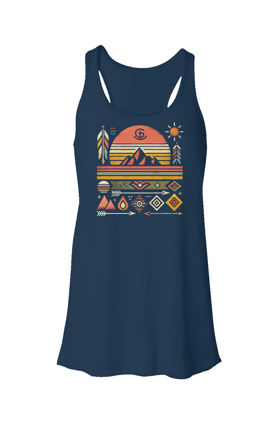 God N Country Sunset Mountain Racerback Tank