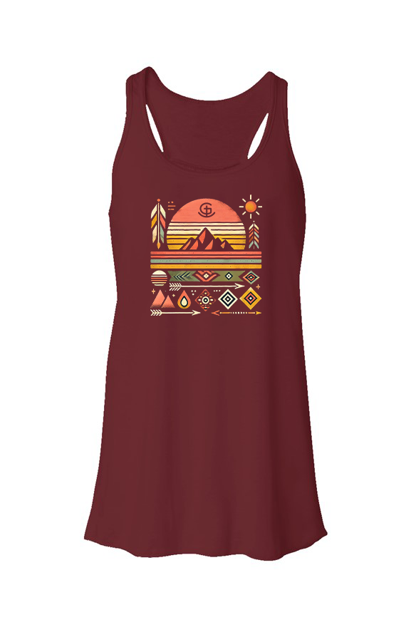 God N Country Sunset Mountain Racerback Tank