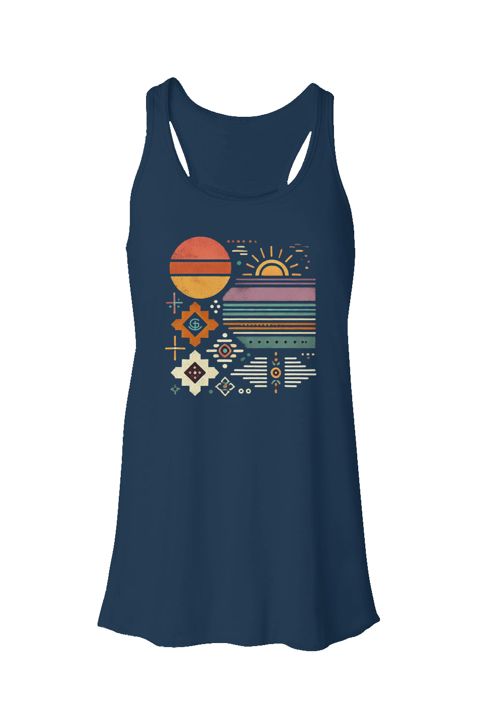God N Country Geometric Sunset Racerback Tank