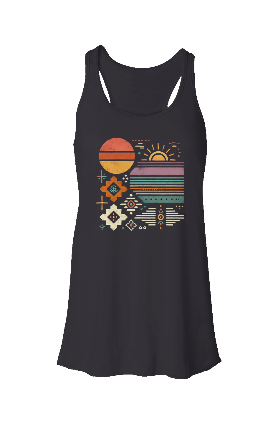 God N Country Geometric Sunset Racerback Tank
