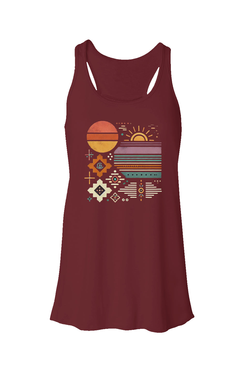 God N Country Geometric Sunset Racerback Tank