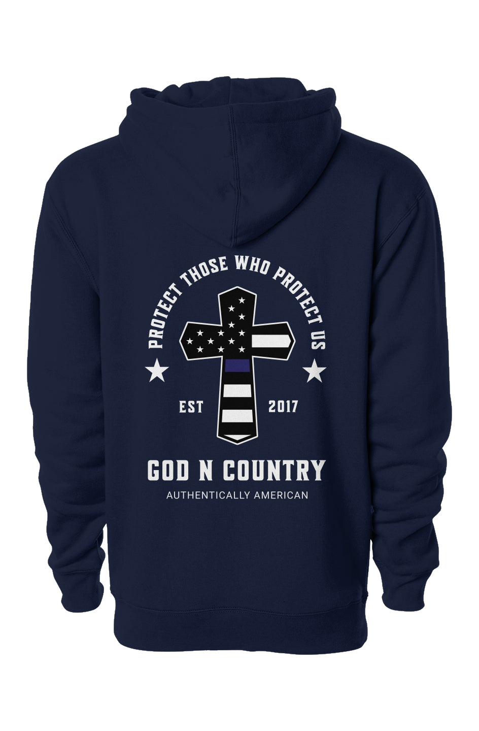God N Country Protect Blue Line Hoodie