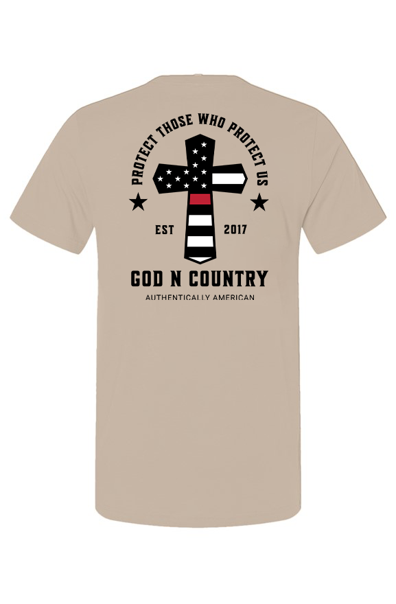 God N Country Protect Red Line Dark T-Shirt