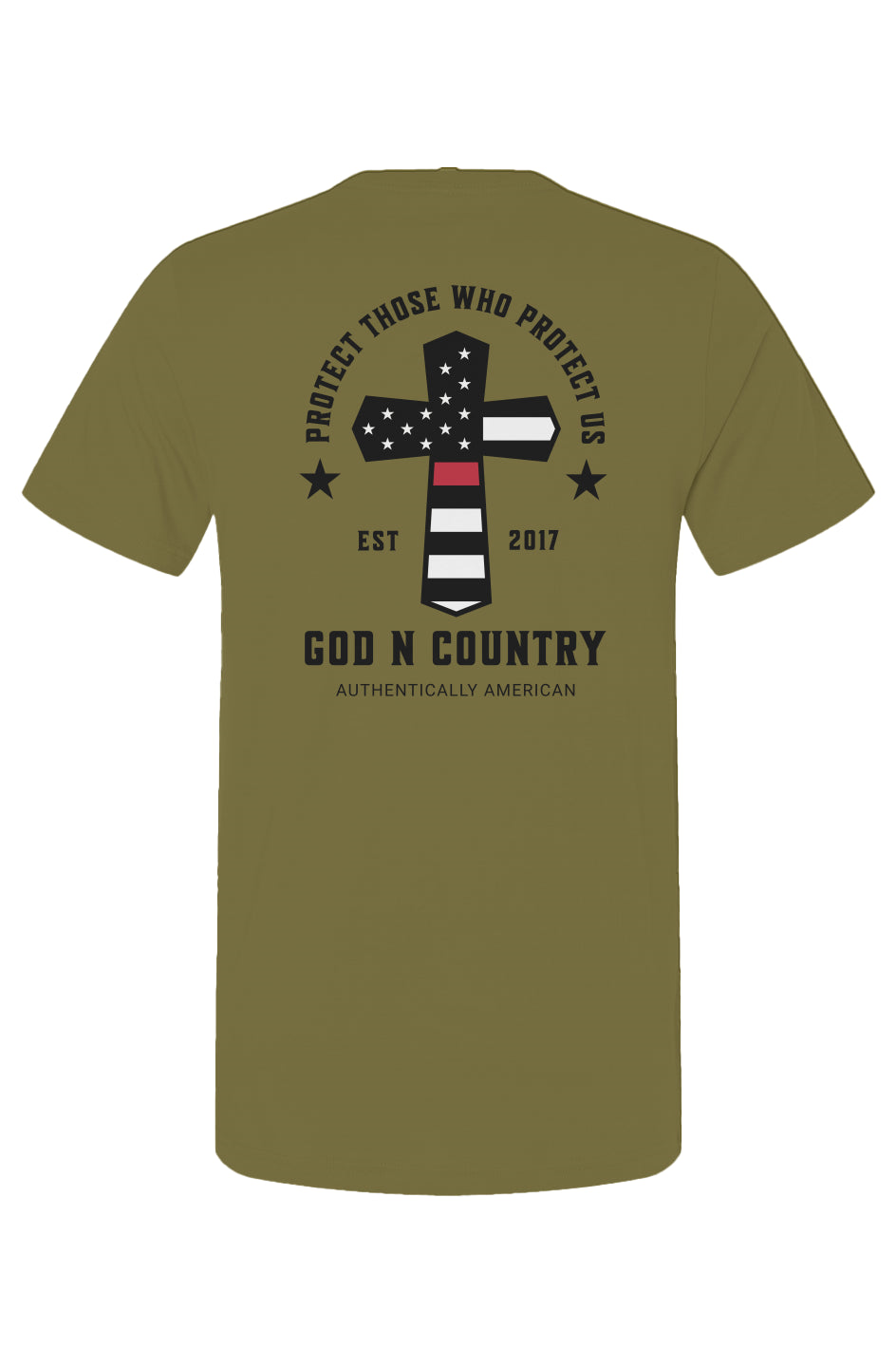God N Country Protect Red Line Dark T-Shirt