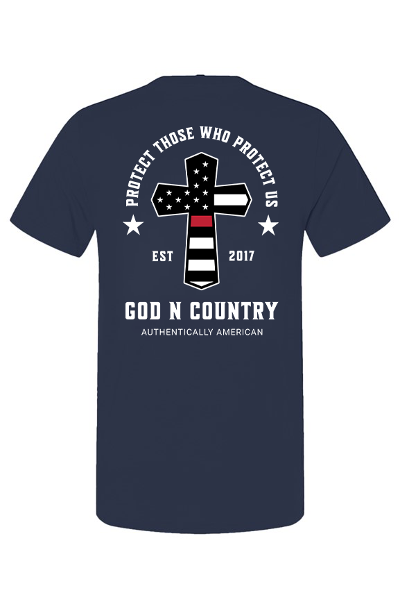 God N Country Protect Red Line Dark T-Shirt
