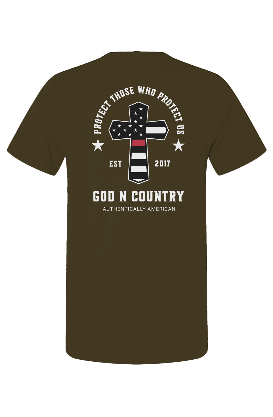God N Country Protect Red Line Dark T-Shirt