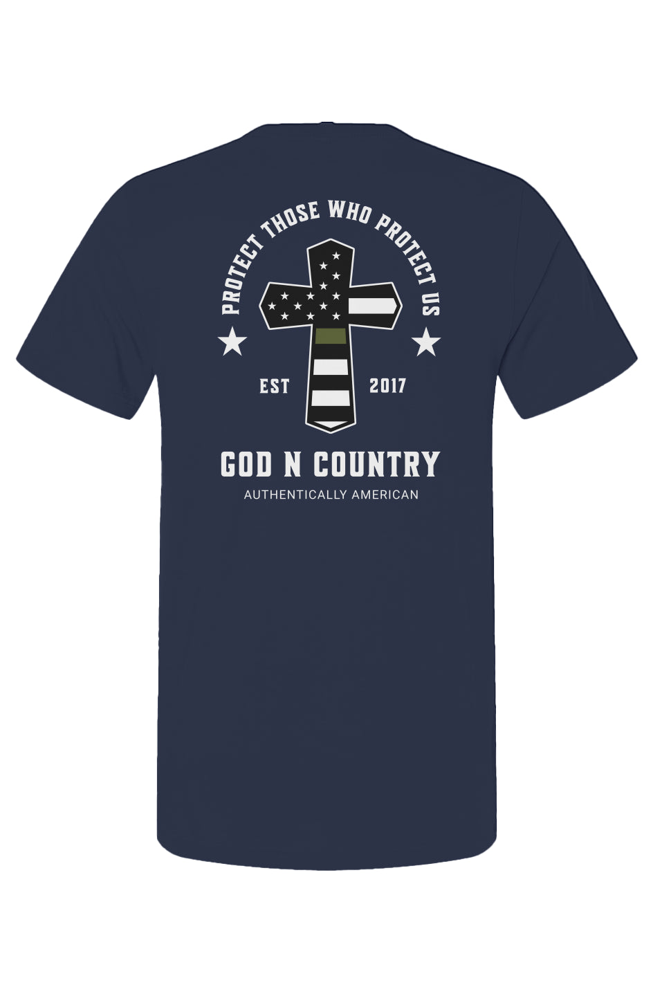 God N Country Protect Green Line Dark T-Shirt