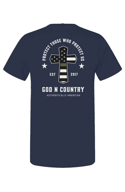 God N Country Protect Green Line Dark T-Shirt