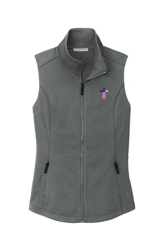 God N Country Women’s Smooth Fleece Vest Cross