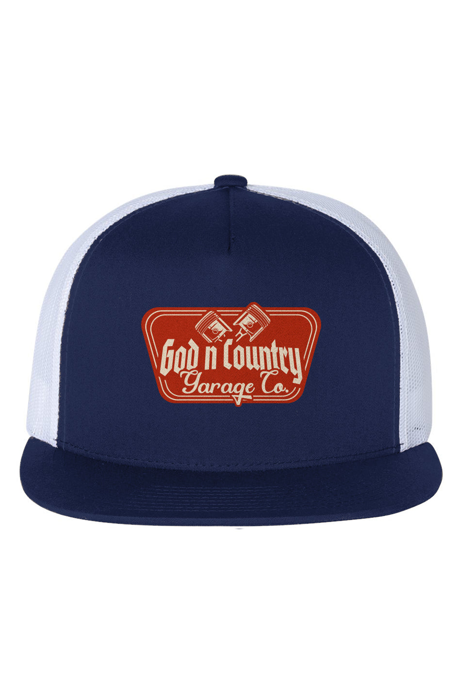 God N Country Garage Co. White Mesh Trucker Hat