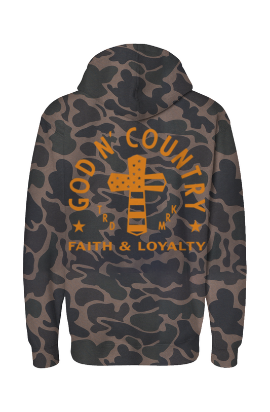 God N' Country Hi-Viz Faith & Loyalty Duck Camo Heavyweight Hoodie - hoodies - God N' Country