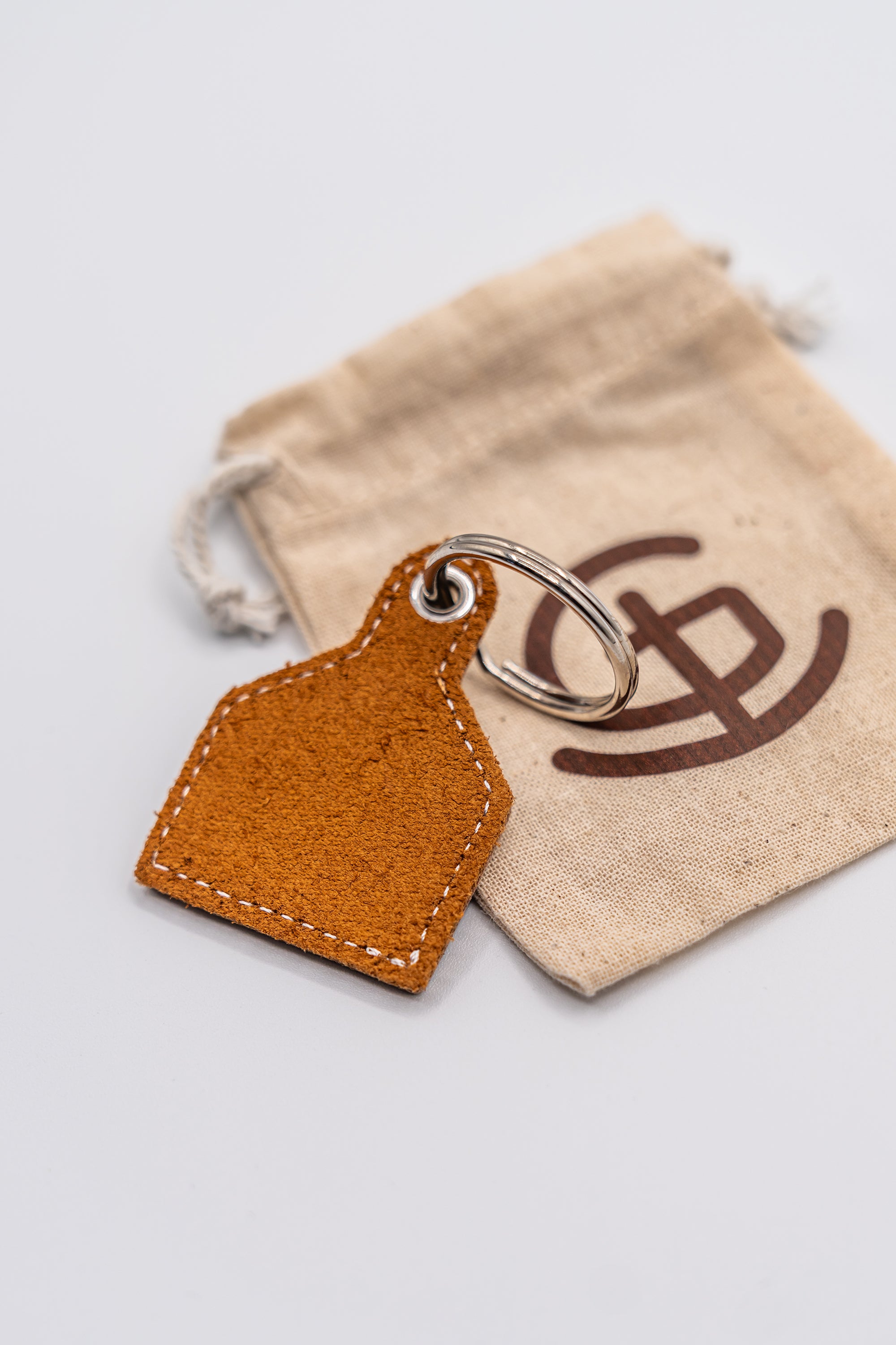 God N' Country Western Cattle Tag Leather Keychain