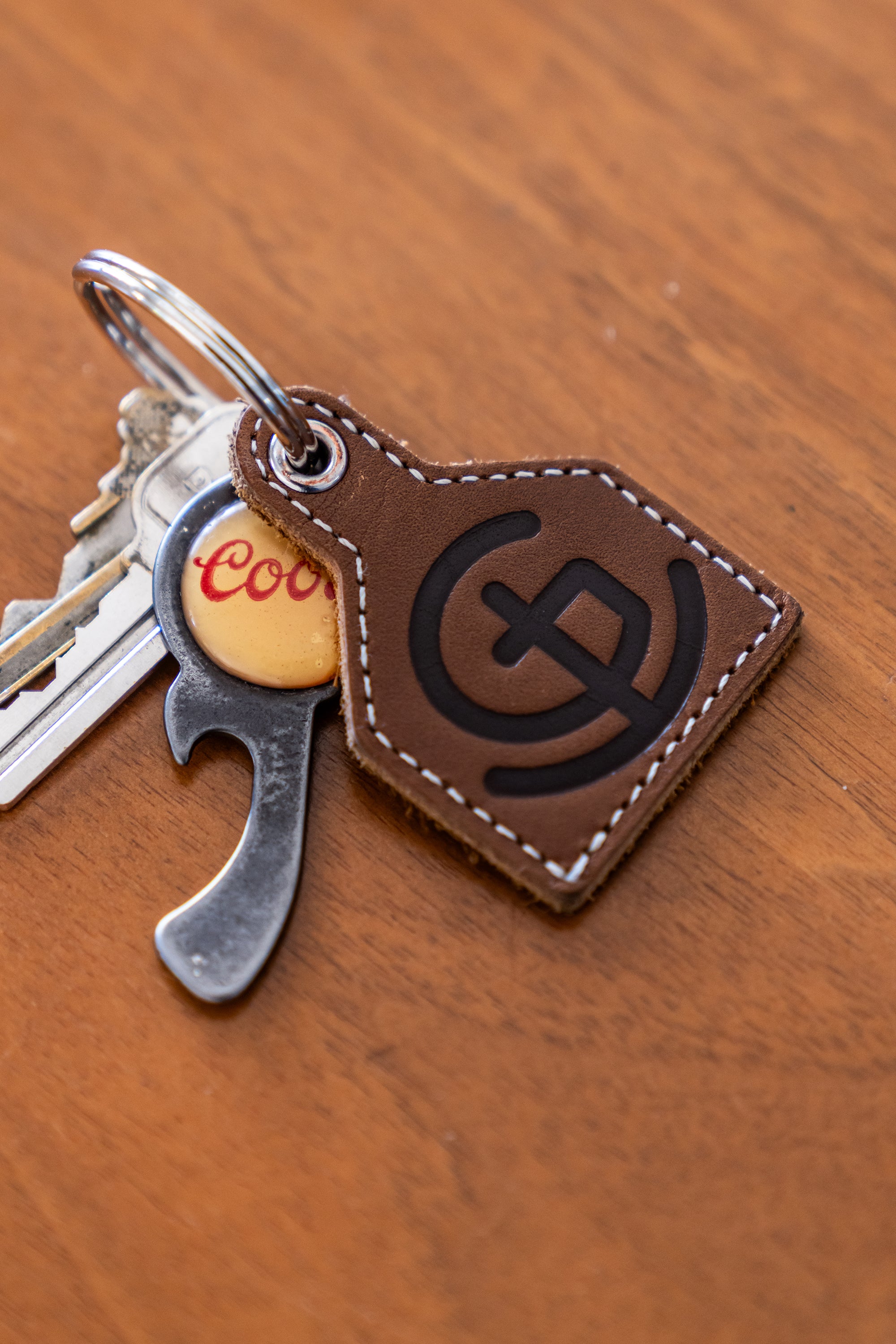 God N' Country Western Cattle Tag Leather Keychain