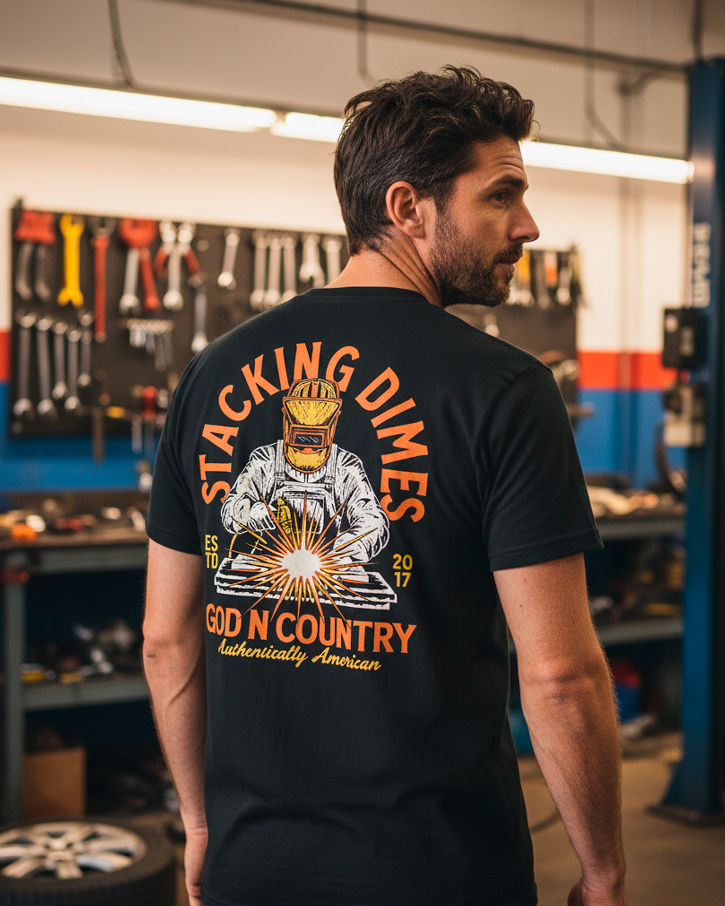 God N Country Stacking Dimes Tee