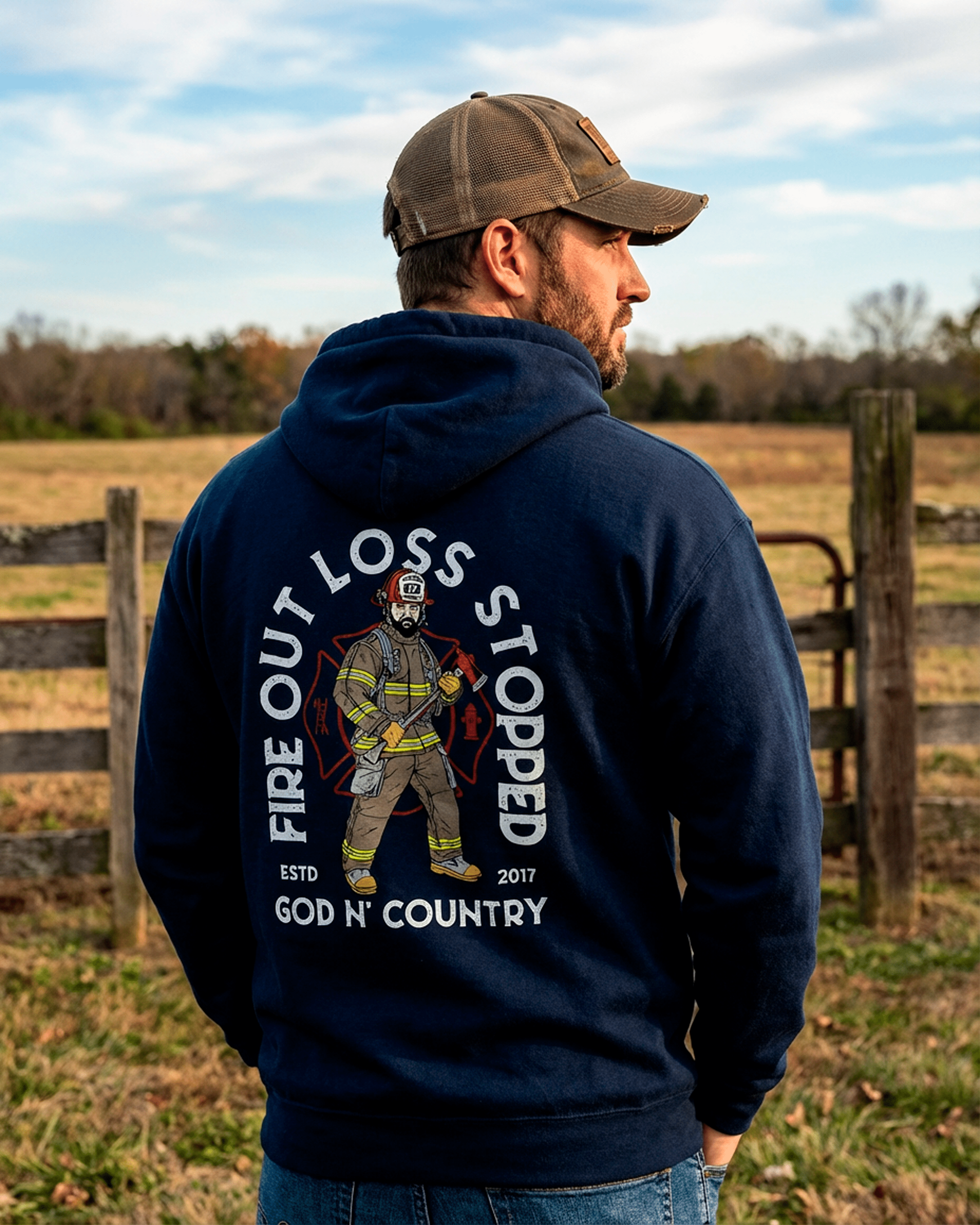 God N Country FOLS Fireman Hoodie - hoodies - God N' Country