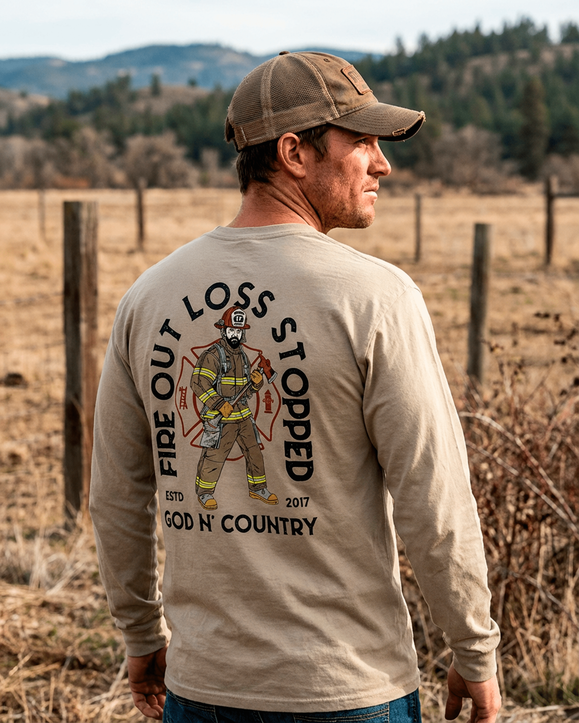 God N Country FOLS Fireman Long Sleeve Tee - long sleeves - God N' Country