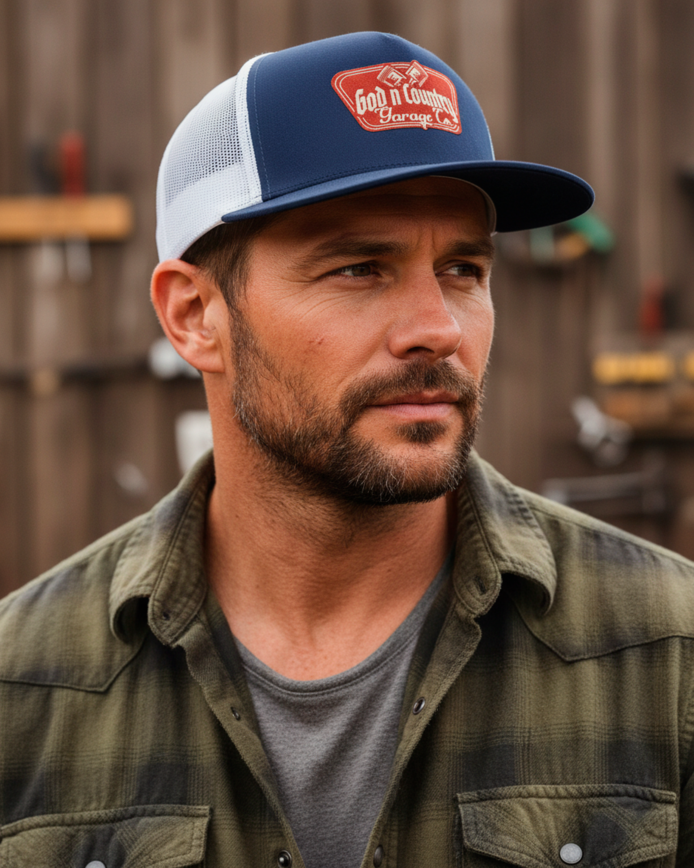 God N Country Garage Co. Trucker Hat
