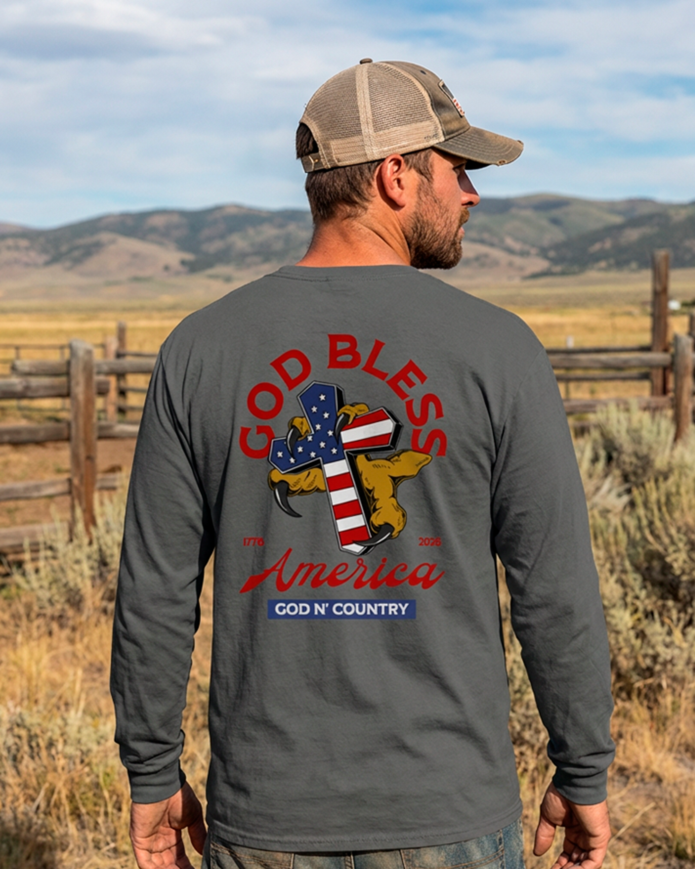God N Country 250th Anniversary Cross Long Sleeve Tee