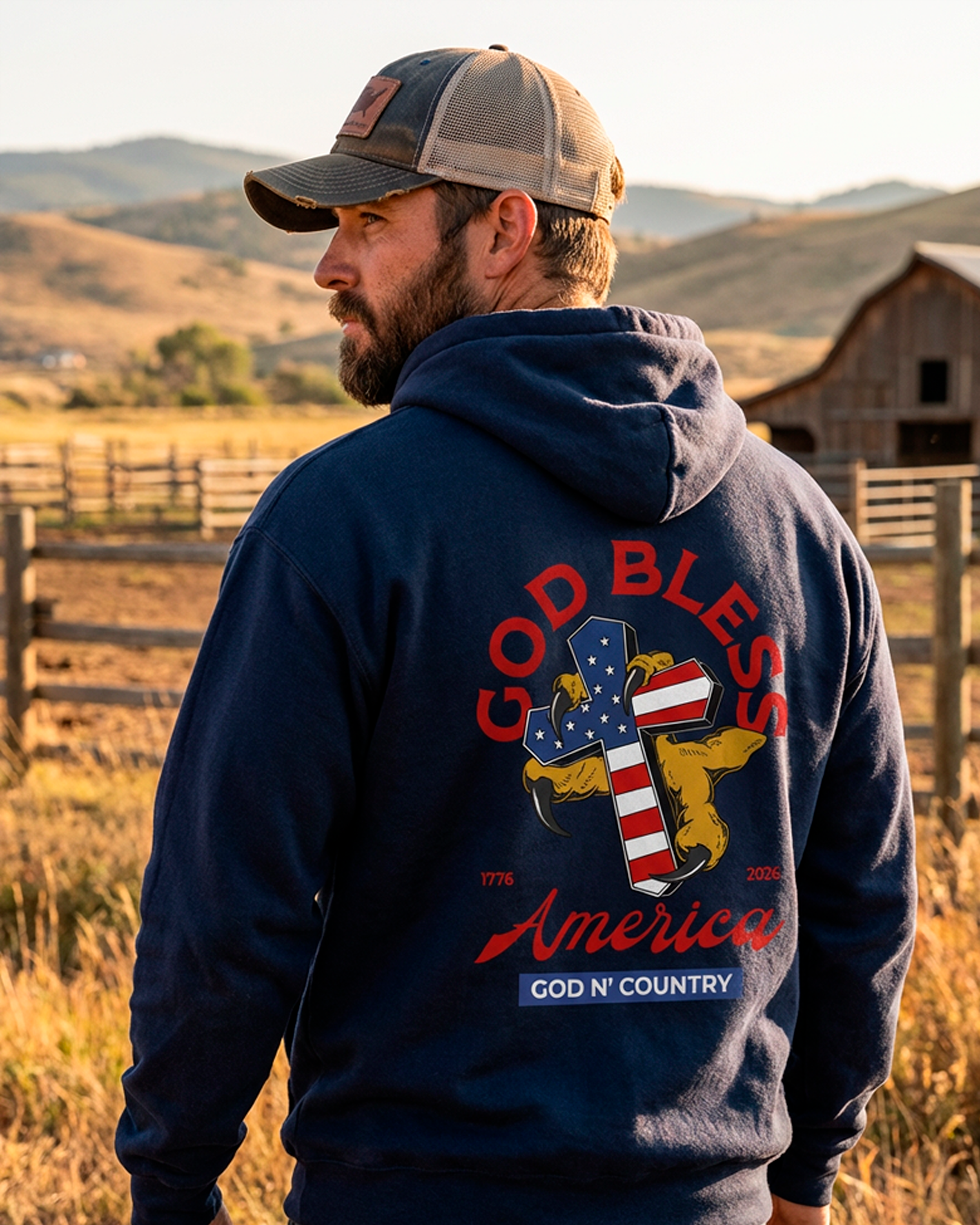 God N Country 250th Anniversary Cross Hoodie