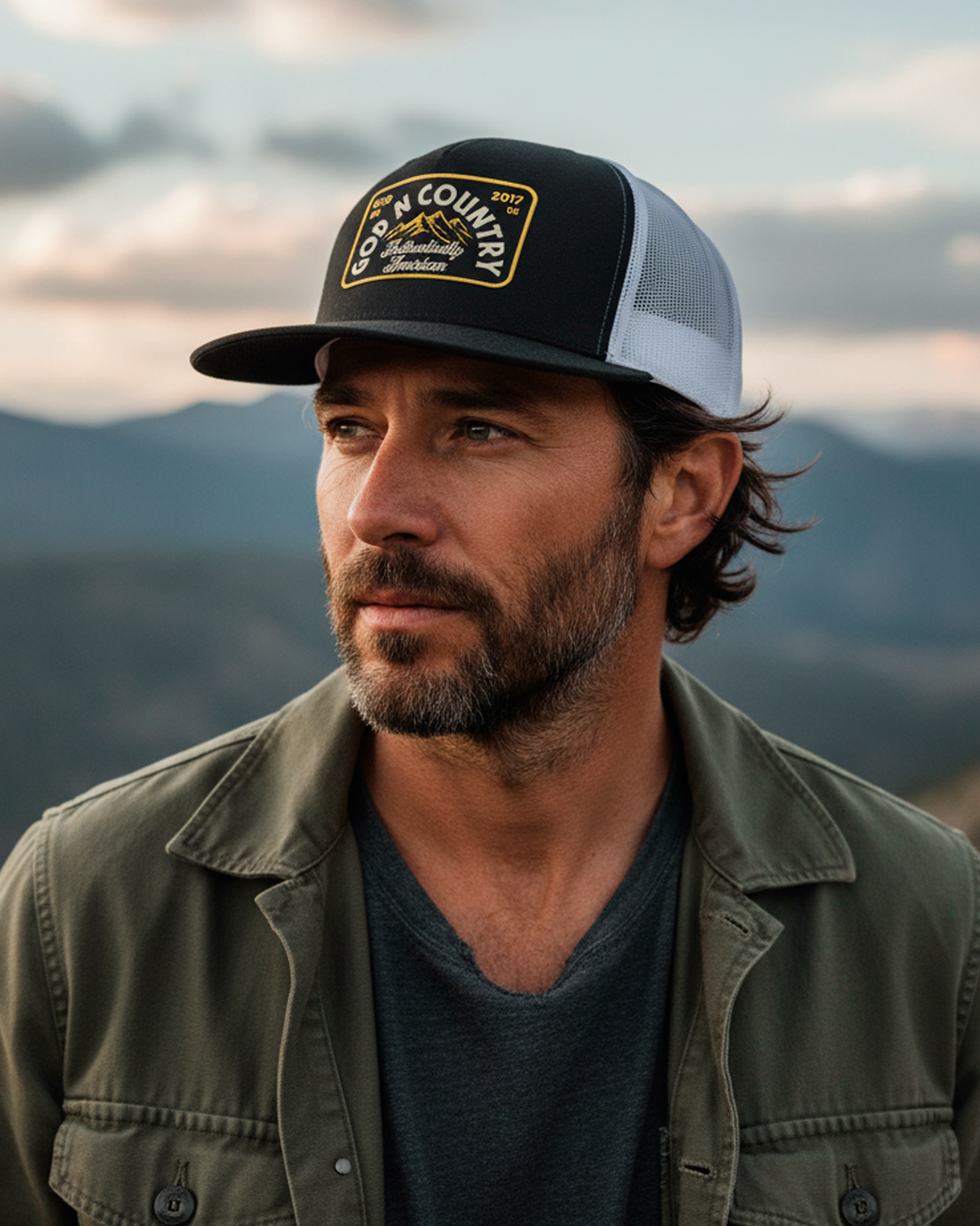 God N Country Bold Mountain Trucker Hat