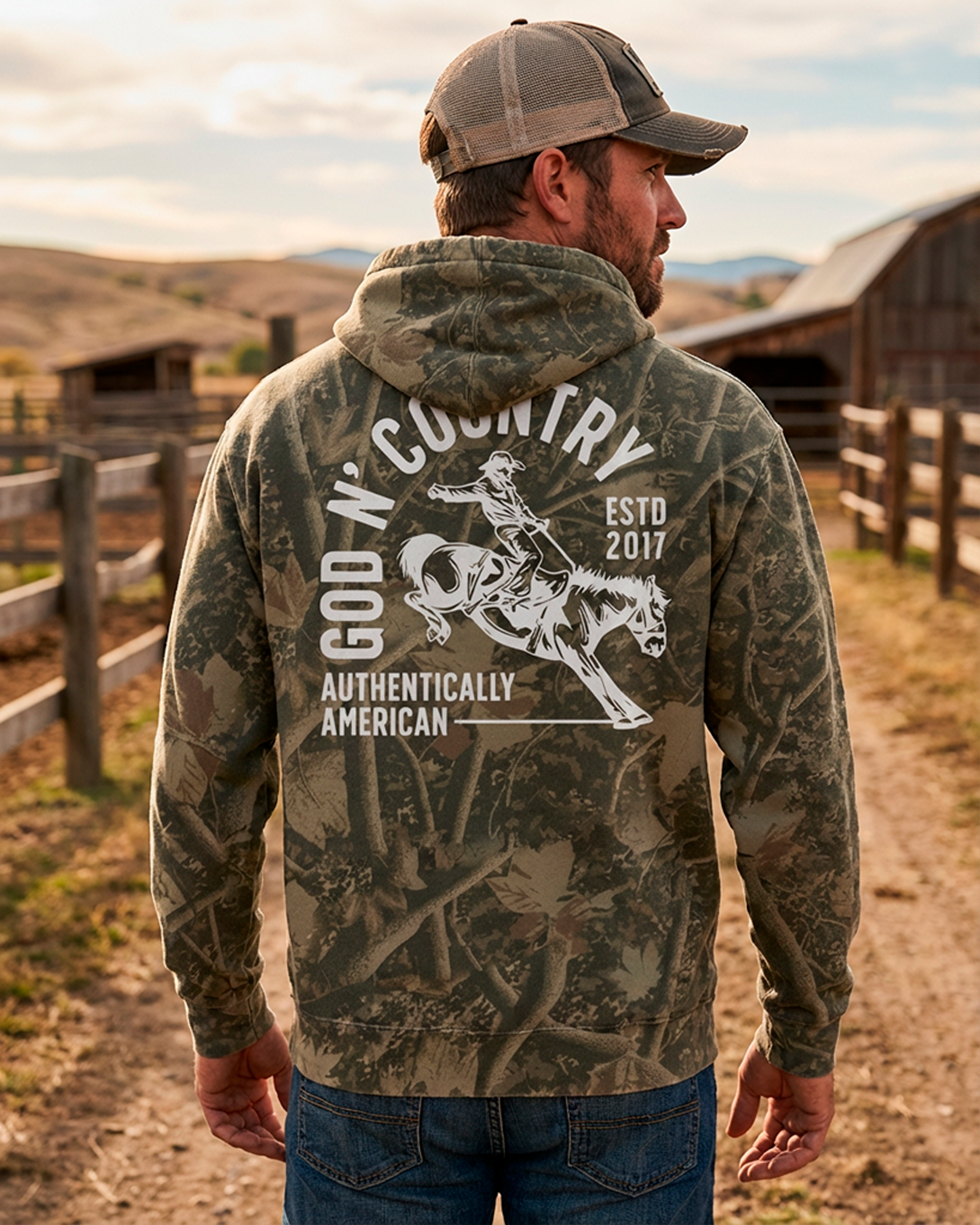 God N Country Deadwood Tree Camo Rodeo Hoodie