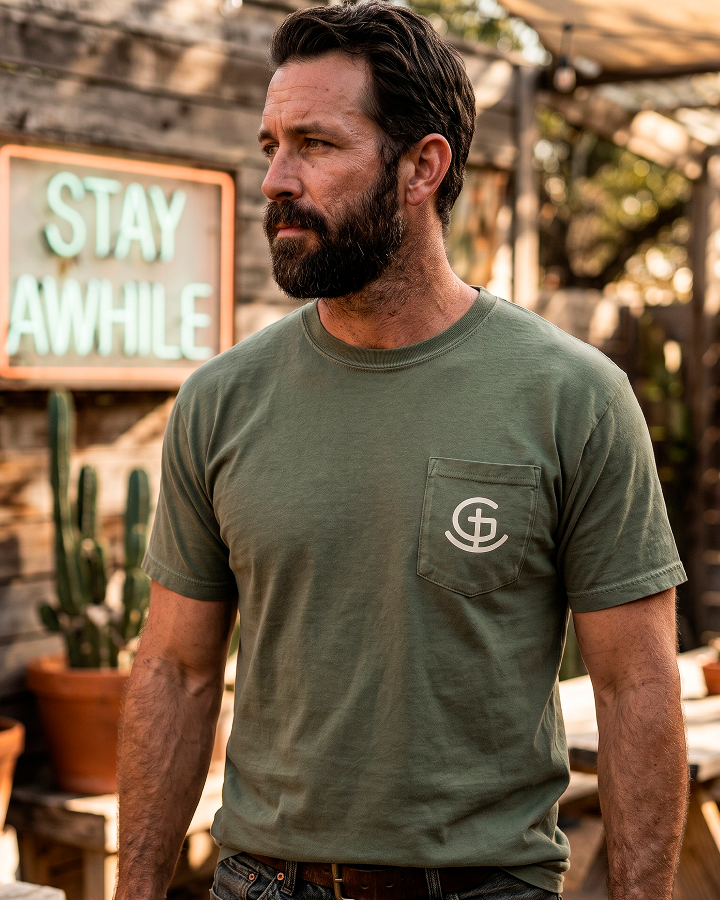 God N' Country Brand Heavyweight Pocket Tee