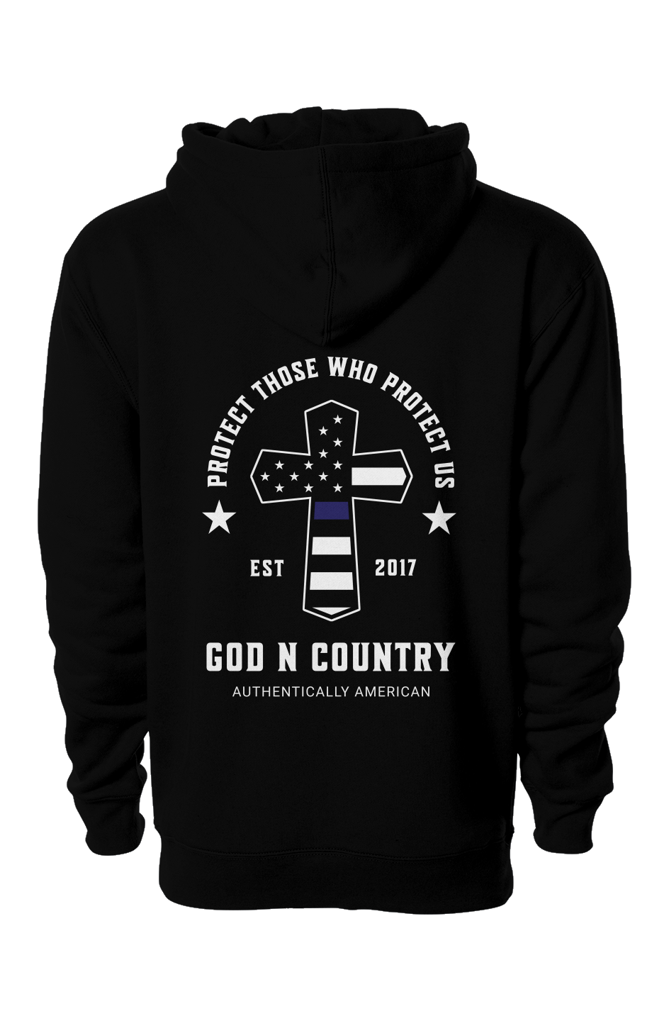 God N Country Protect Blue Line Hoodie