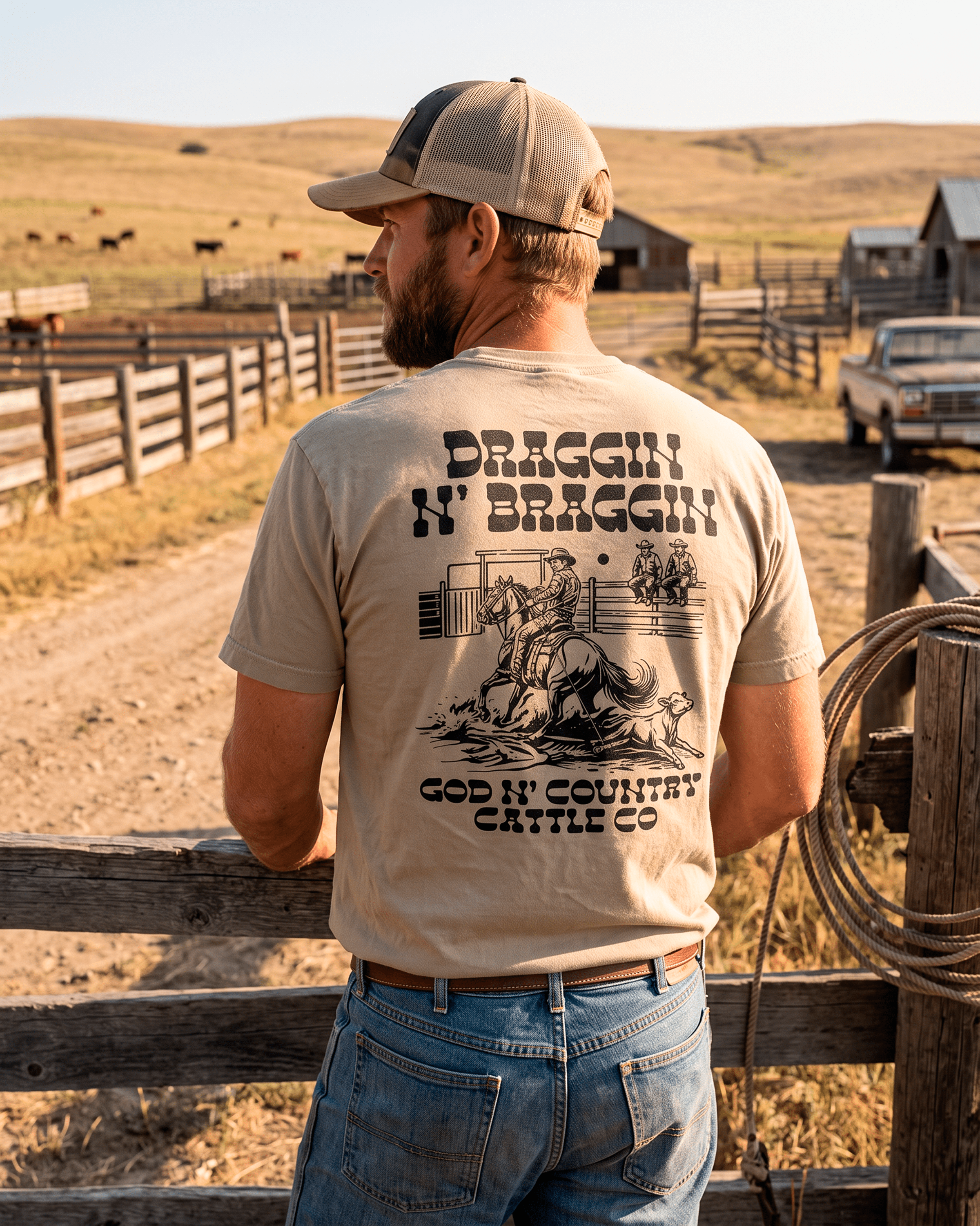 God N' Country Draggin Cattle Co Everyday Tee - tshirts - God N' Country