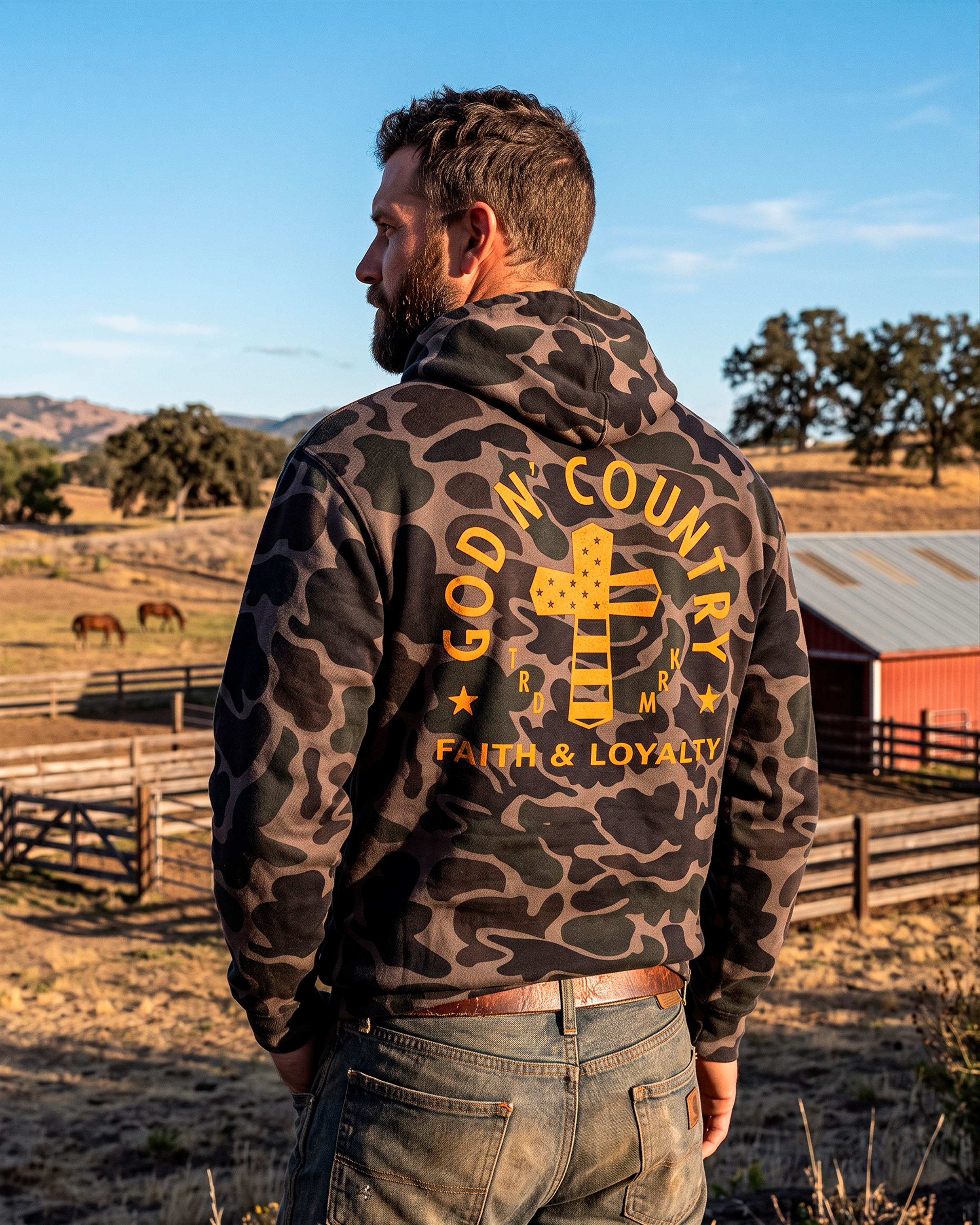 God N' Country Hi-Viz Faith & Loyalty Duck Camo Heavyweight Hoodie