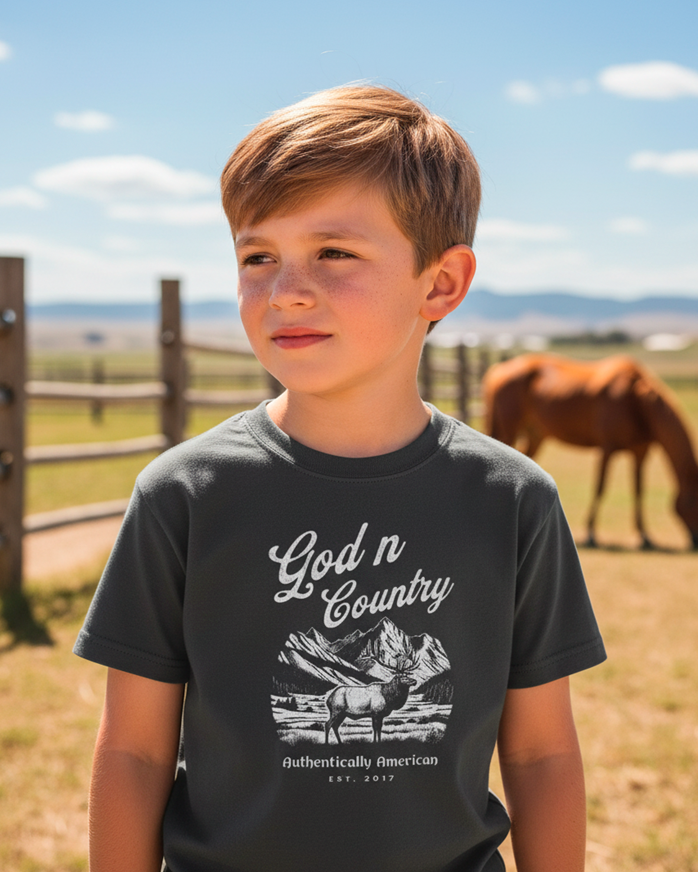 God N Country Youth Elk Tee