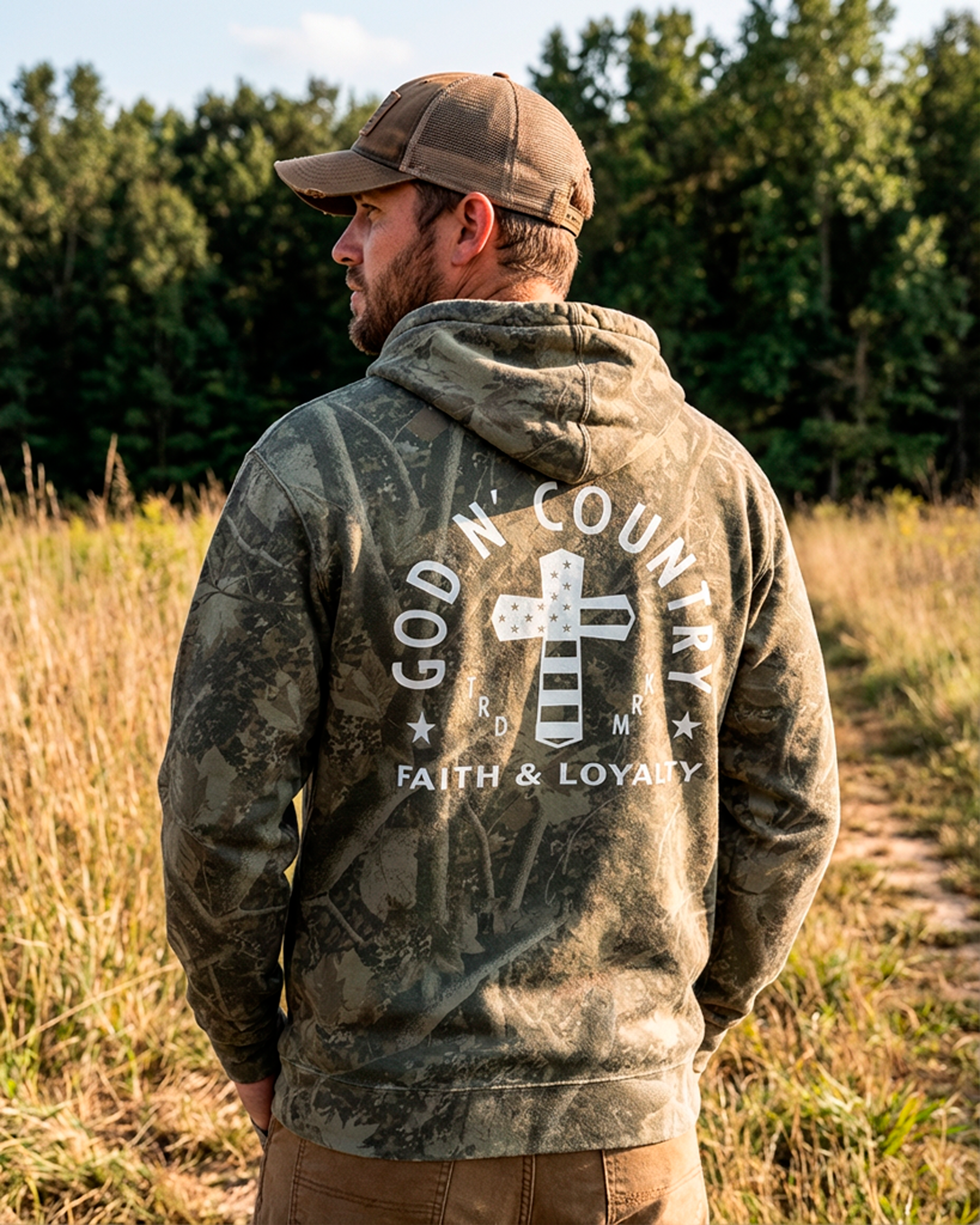 God N Country Deadwood Tree Camo Faith and Loyalty Hoodie