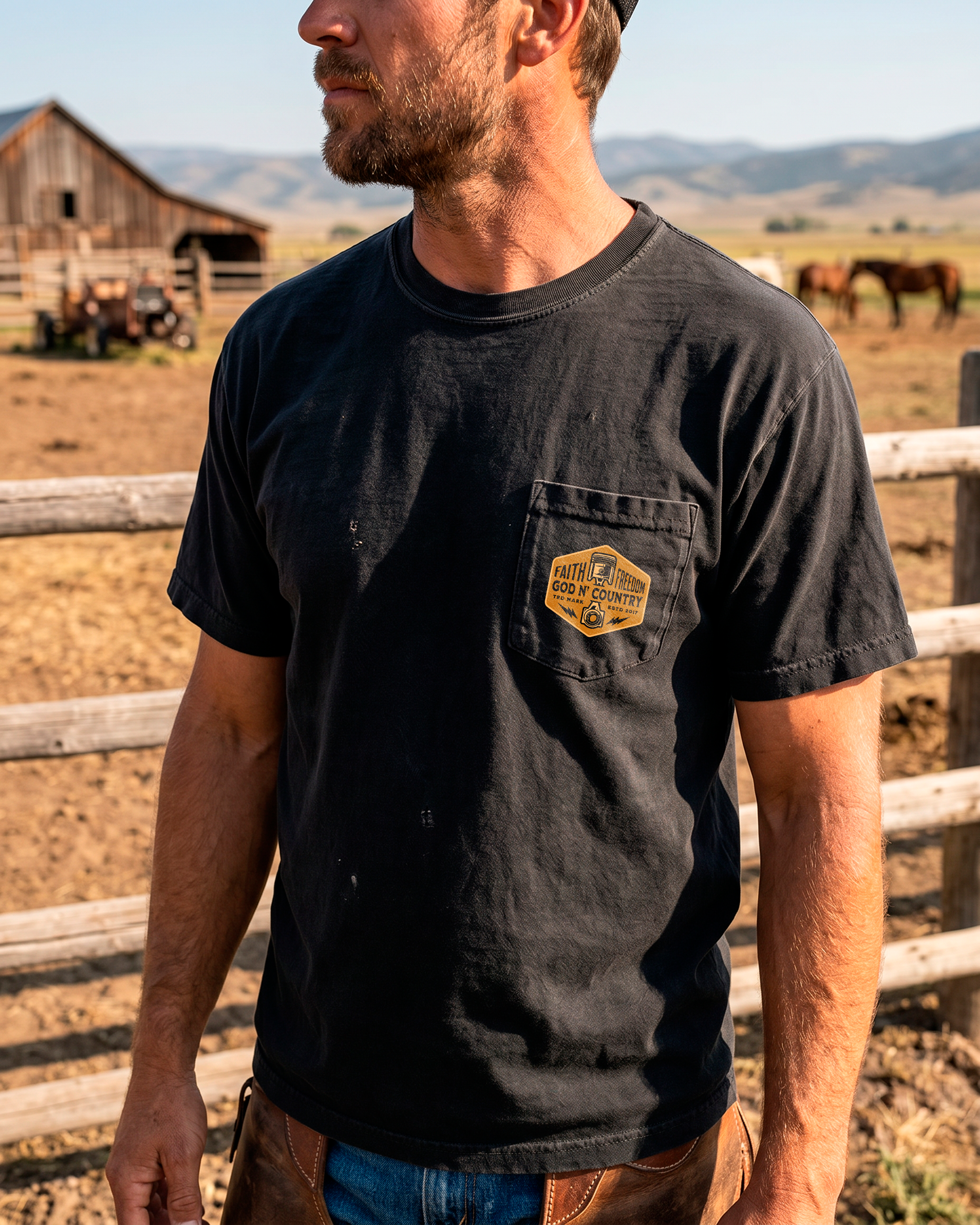 God N' Country Garage Heavyweight Pocket-T-Shirt