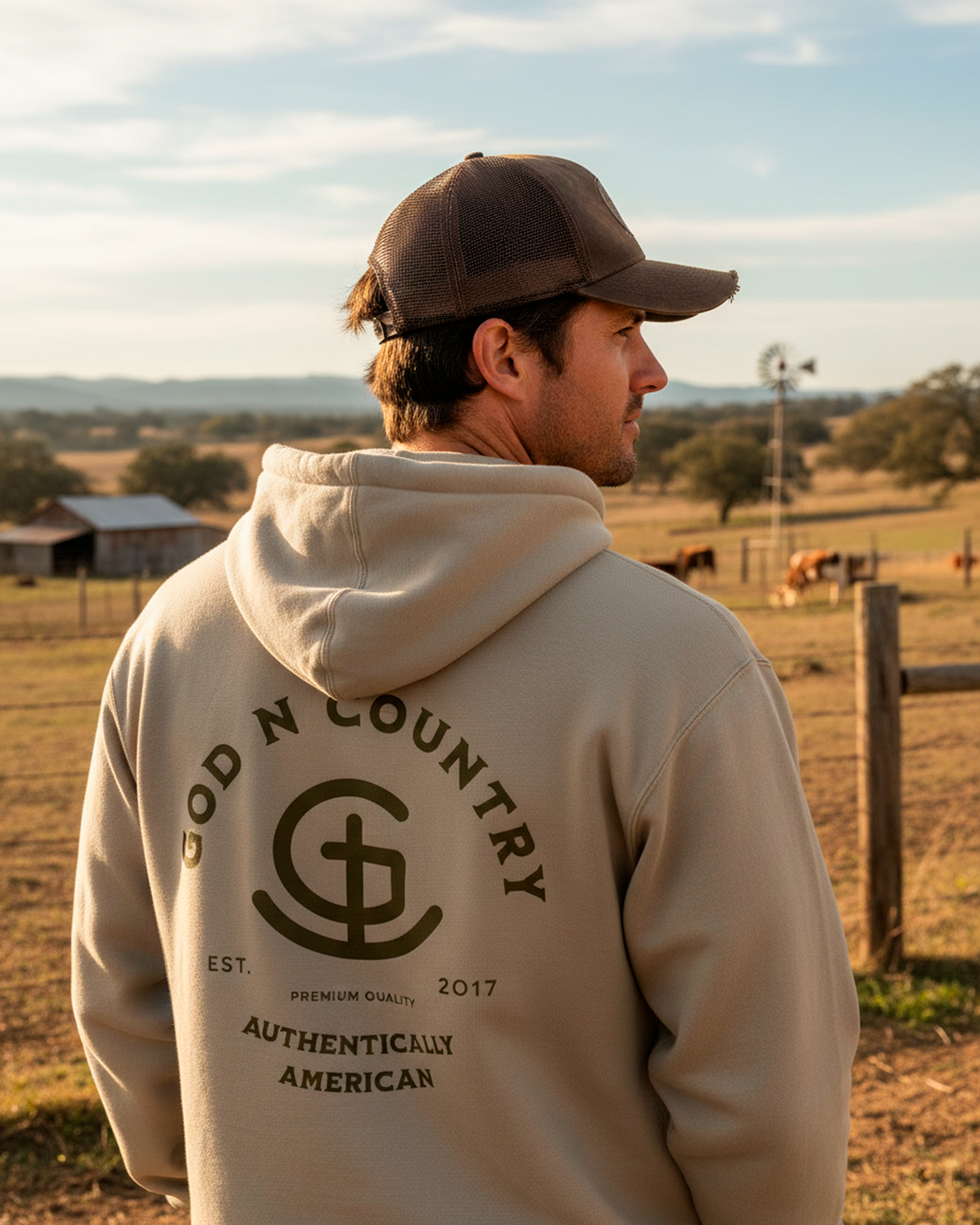 God N Country Signature Large Brand Light Hoodie