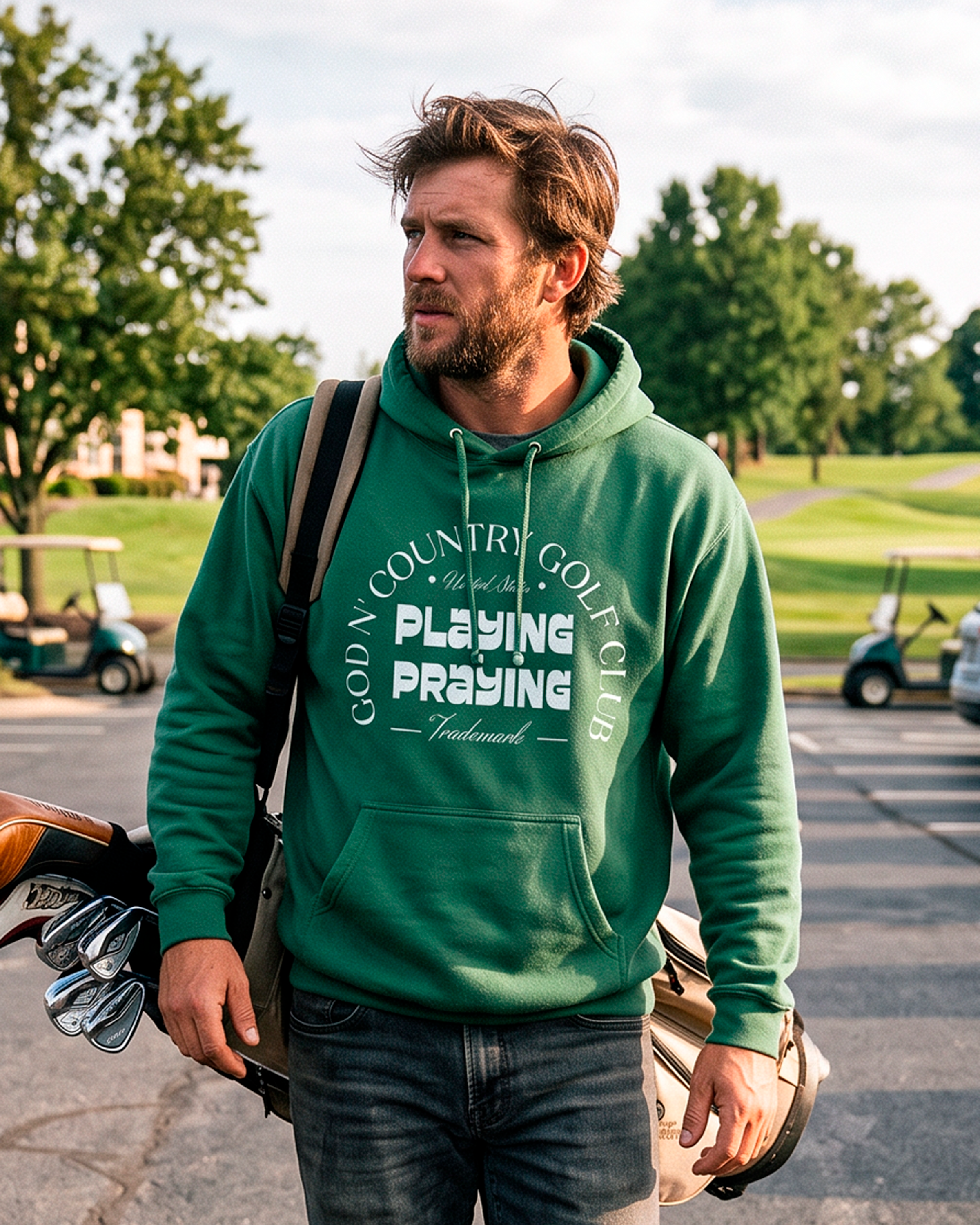 God N' Country Sunday Playing Praying Heavyweight Hoodie