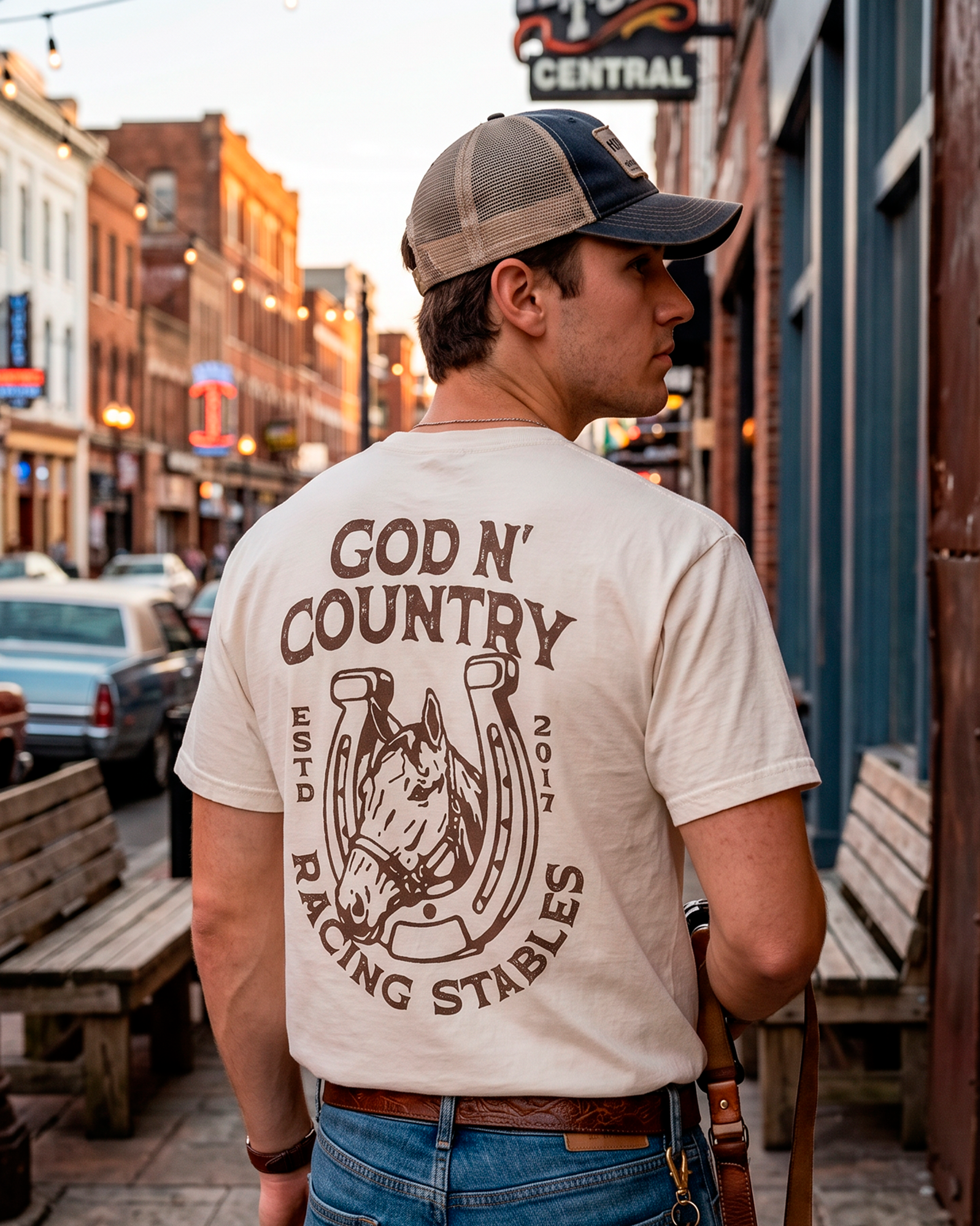 God N' Country Vintage Racing Stables Heavy Tee