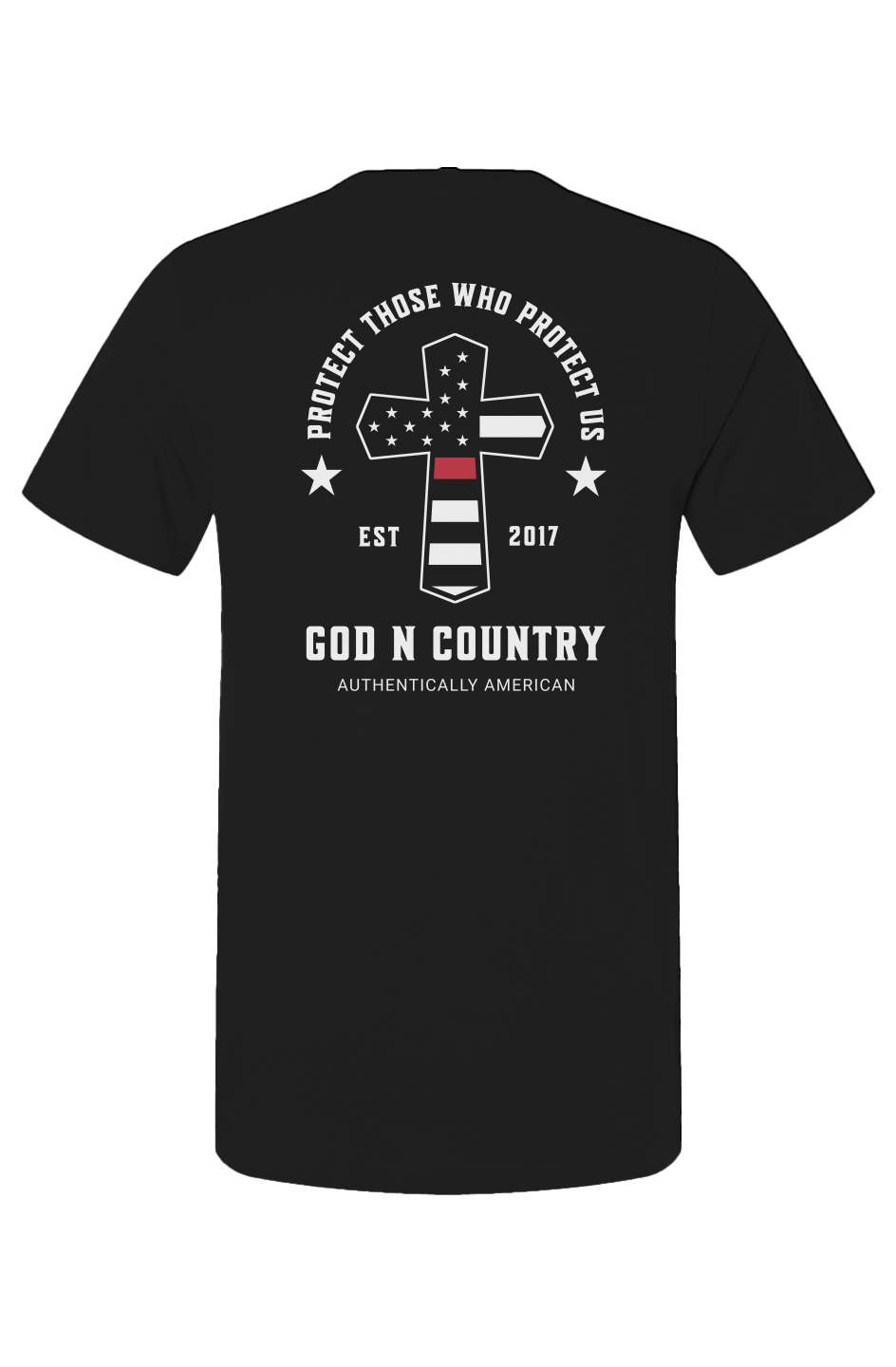 God N Country Protect Red Line Dark T-Shirt
