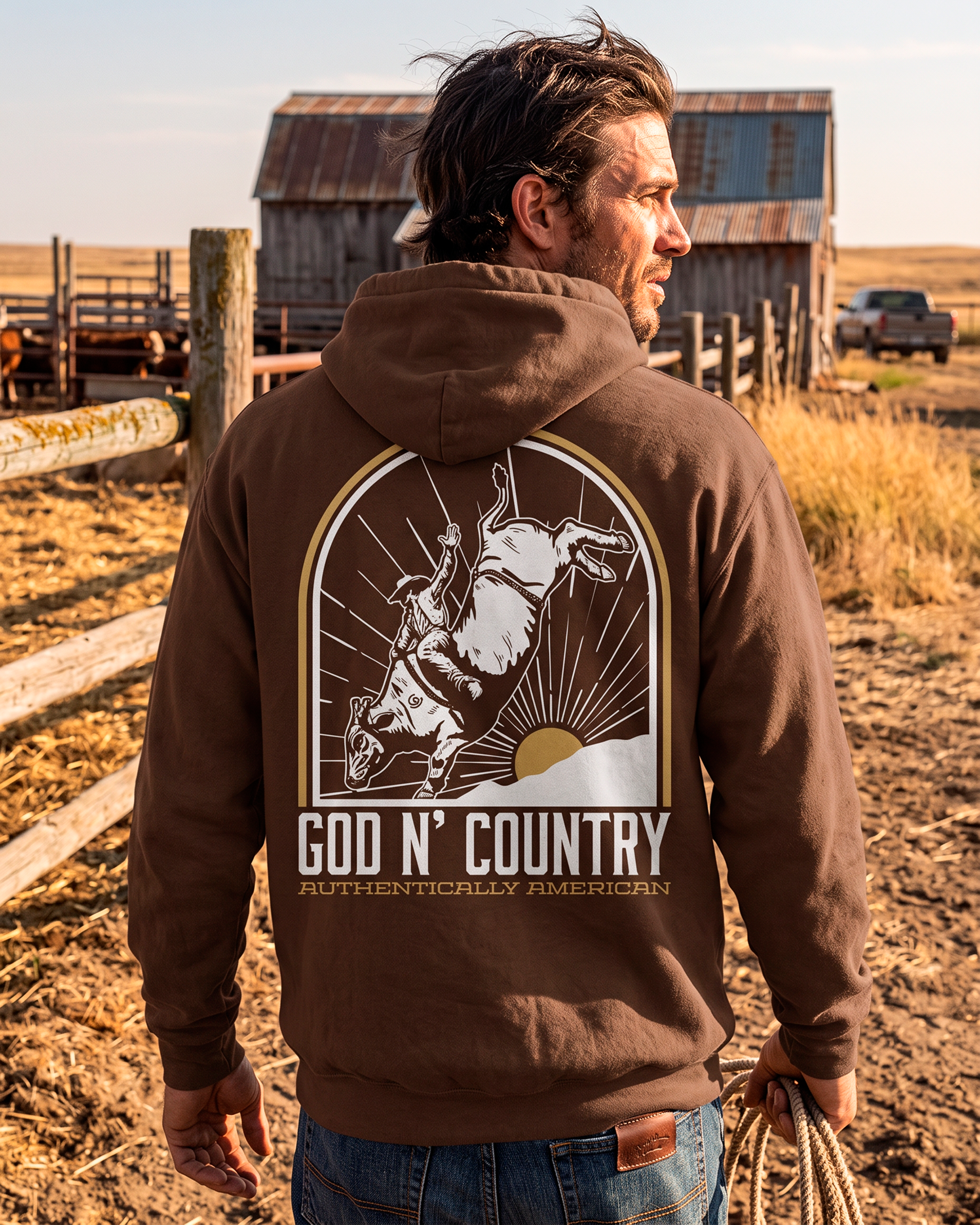God N' Country Bull Rider Heavyweight Hoodie