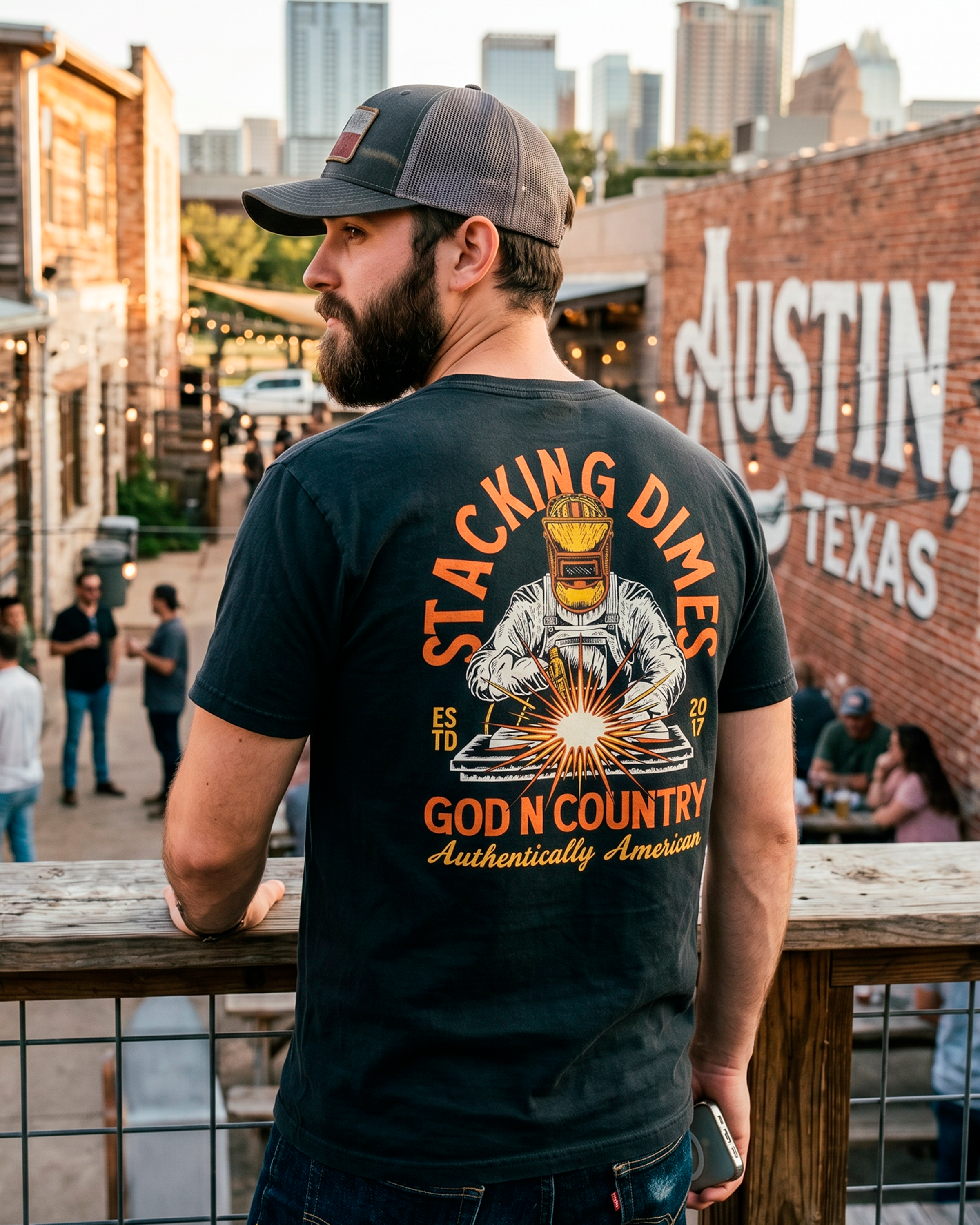God N' Country Vintage Stacking Dimes Heavy Tee
